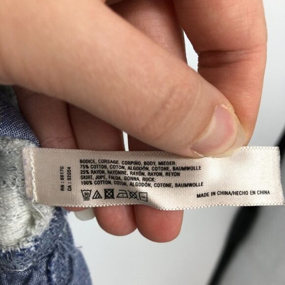 Anthropologie  Saturday Sunday Elora heathered grey 3/4 sleeve w/ruffle blue hem - Picture 12 of 15